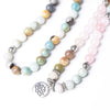 108 Bead Mala Handmade w/ Natural Amethyst, Amazonite & Rose Quartz