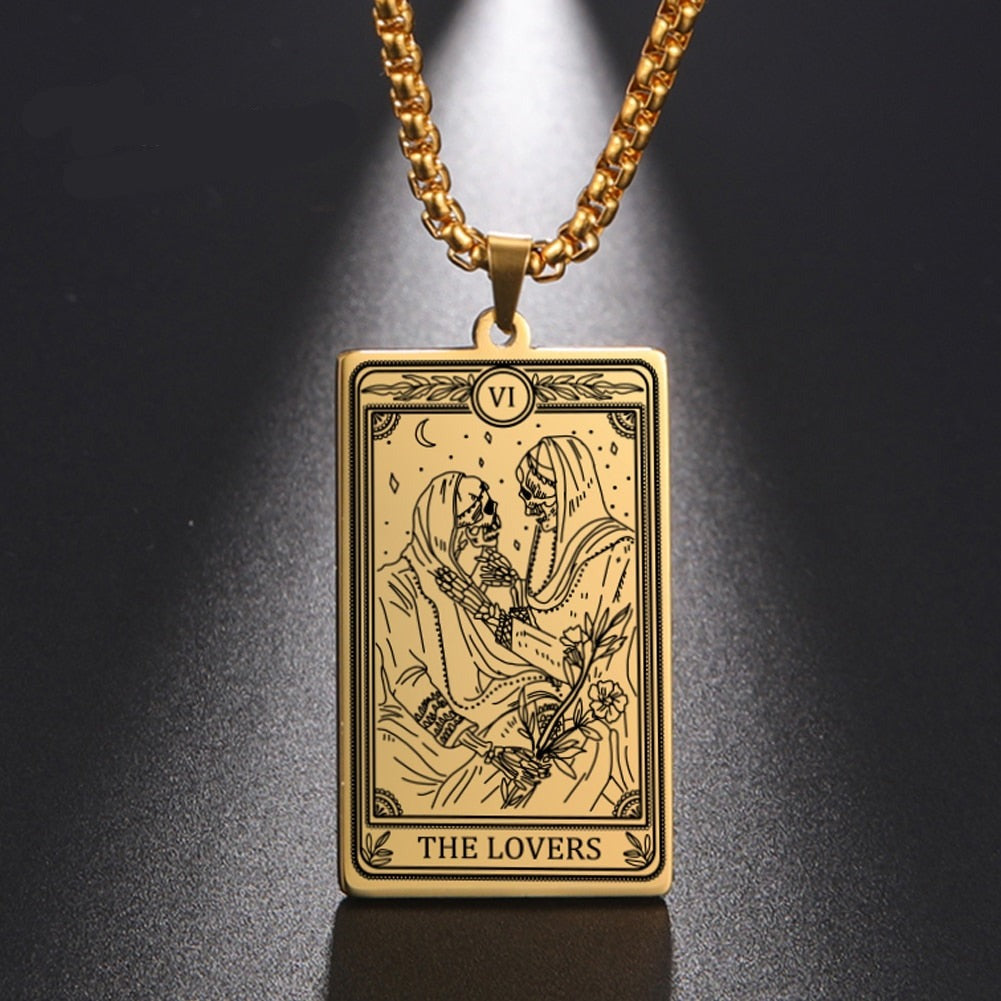 Skeleton Tarot Pendant Necklace of the Major Arcana