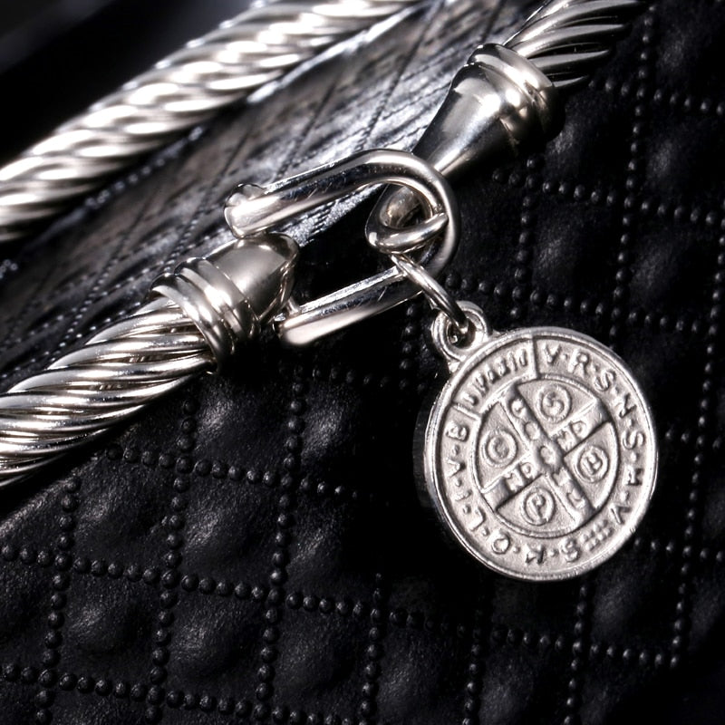 Saint Benedict Medal Charm Wired Bracelet