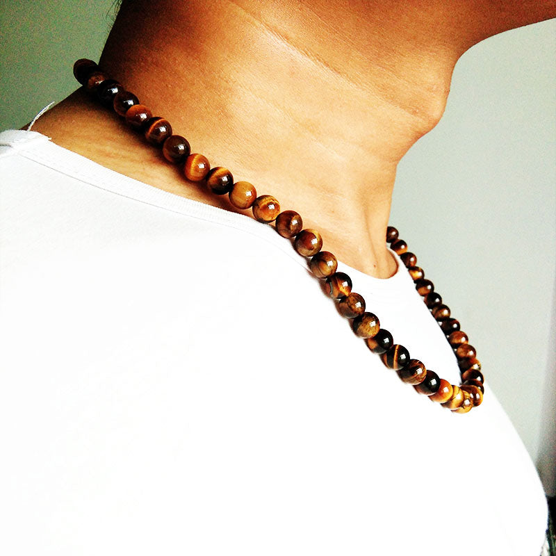 Handmade Black Lava Stone & Yellow Tiger Eye Choker