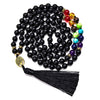 108 Bead Mala Handmade w/ Matte Black Onyx + 7 Chakra Stones