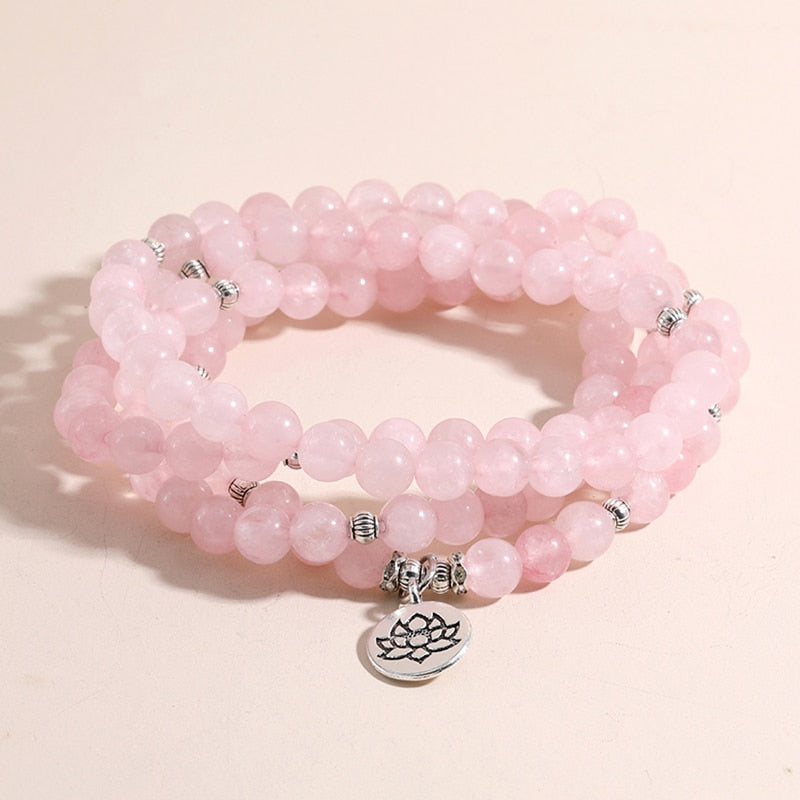 108 Bead Mala Handmade with Natural Rose Quartz