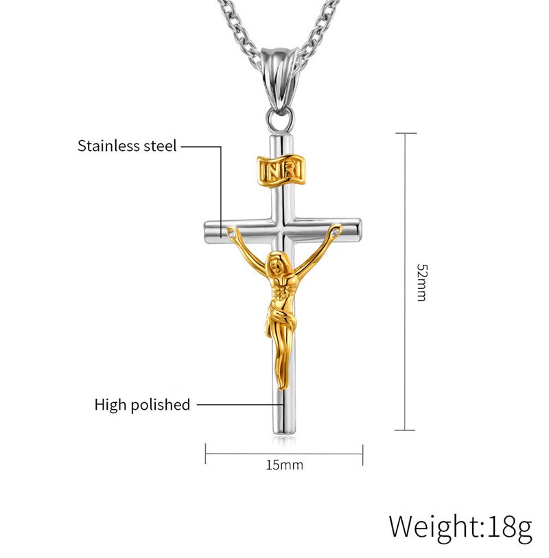 Jesus on the Holy Cross INRI Pendant Necklace