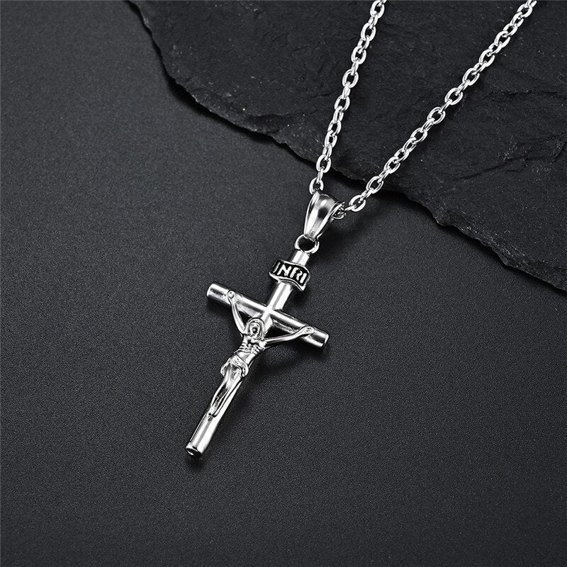 Jesus on the Holy Cross INRI Pendant Necklace