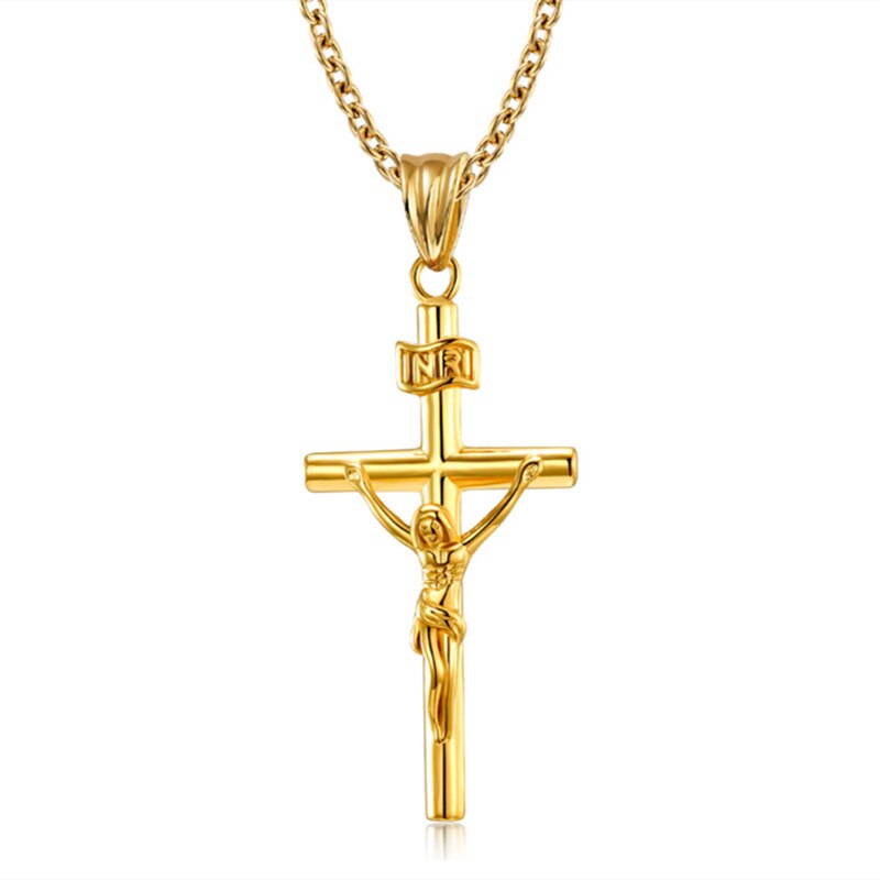 Jesus on the Holy Cross INRI Pendant Necklace