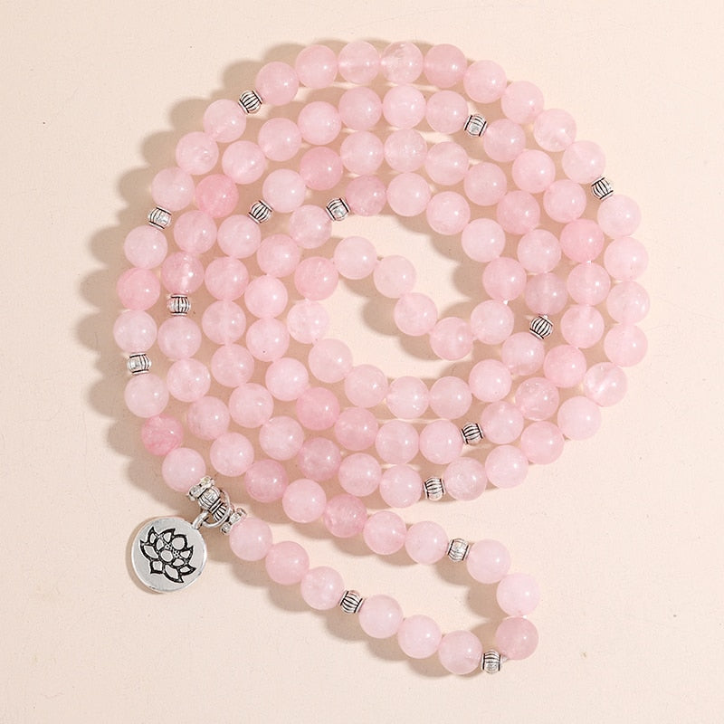 108 Bead Mala Handmade with Natural Rose Quartz