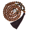 108 Bead Mala Handmade w/ Original Rudraksha & Yellow Tiger Eye Stones