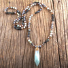 Natural Stone & Crystal Pendant Beaded Necklace