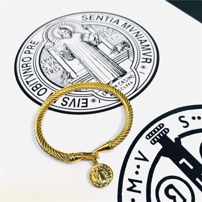 Saint Benedict Medal Charm Wired Bracelet