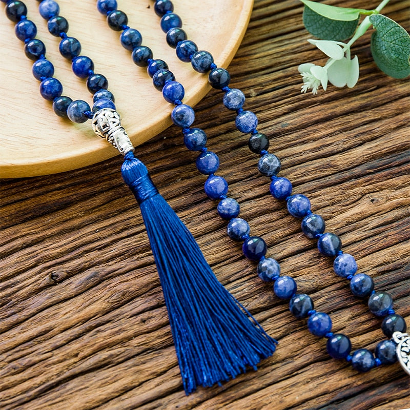 108 Bead Mala Handmade w/ Natural Sodalite & Lapis Lazuli