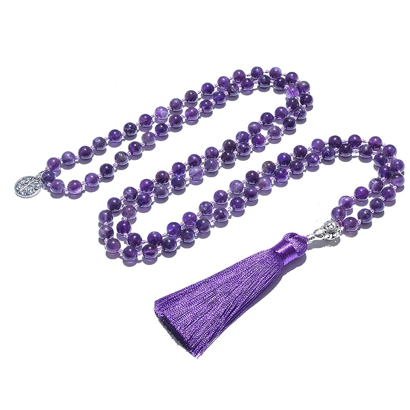 108 Bead Mala Handmade w/ Natural Amethyst Stones