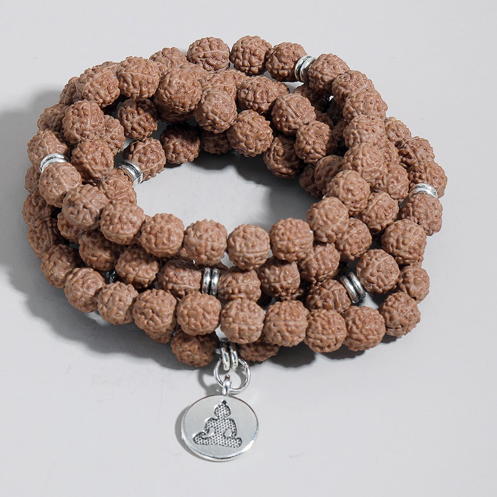 108 Mala Handmade from Natural Rudraksha Beads