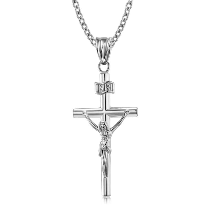 Jesus on the Holy Cross INRI Pendant Necklace