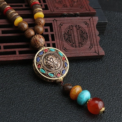 Tibetan Buddhist Handmade Mala w/ Wood Beaded Pendant