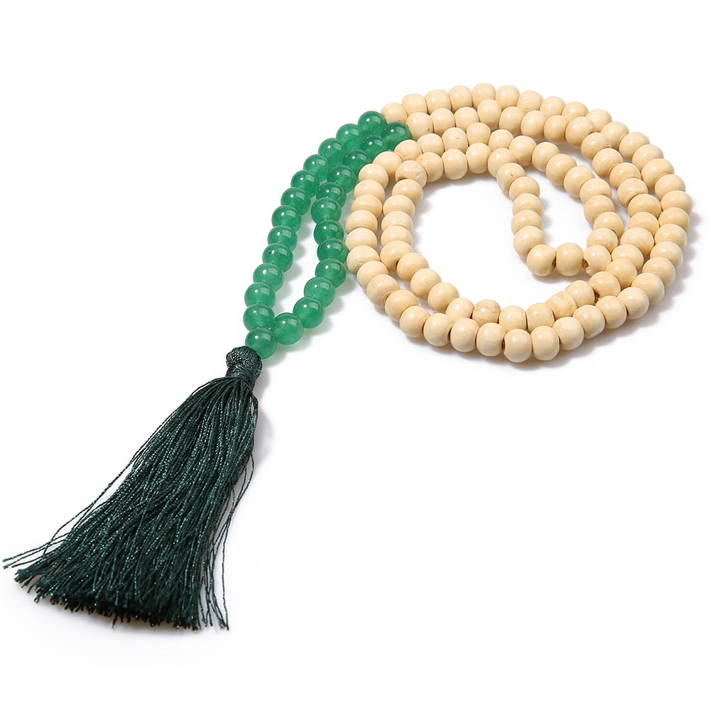 108 Bead Mala Handmade w/ Natural Wooden & Various Energy Stones