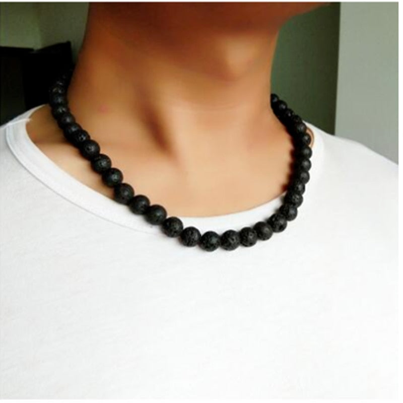 Handmade Black Lava Stone & Yellow Tiger Eye Choker