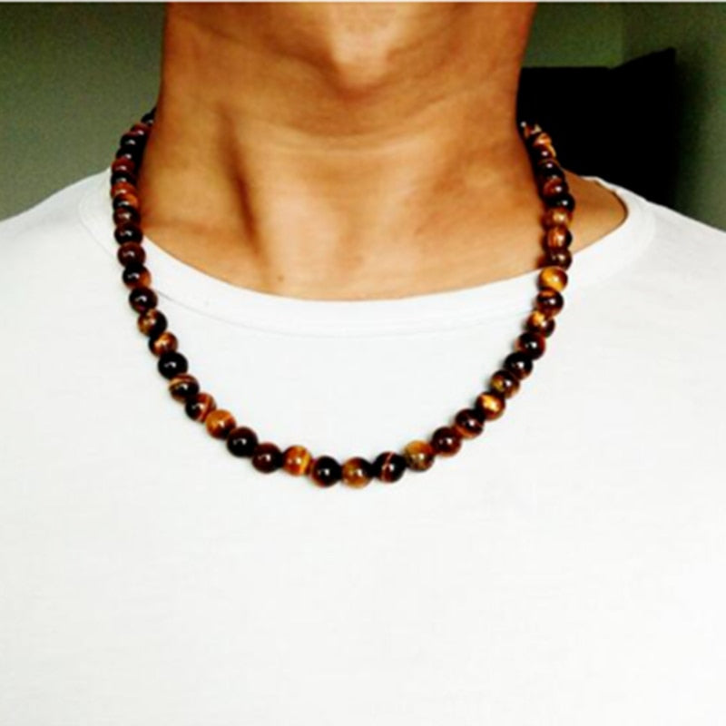 Handmade Black Lava Stone & Yellow Tiger Eye Choker