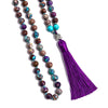 108 Bead Mala Handmade w/ Natural Turquoise, Violet & Imperial Jasper Stones