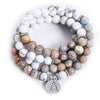 108 Bead Mala Handmade w/ Natural Howlite & Emperor Jasper Stones