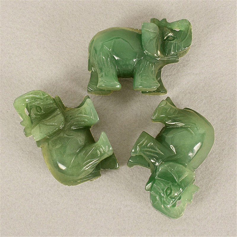 Lucky Elephant Carved from Green Aventurine