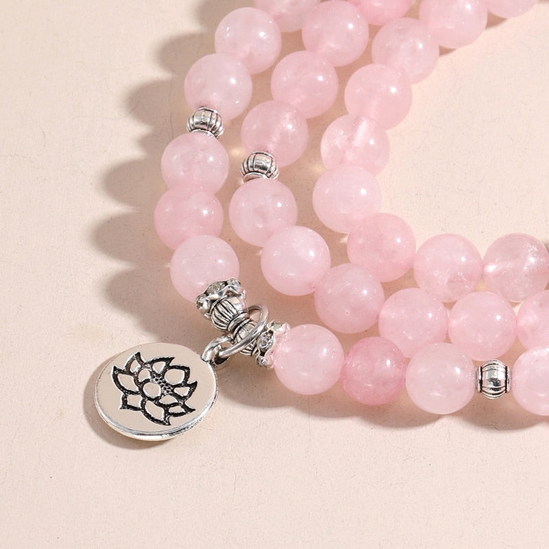 108 Bead Mala Handmade with Natural Rose Quartz