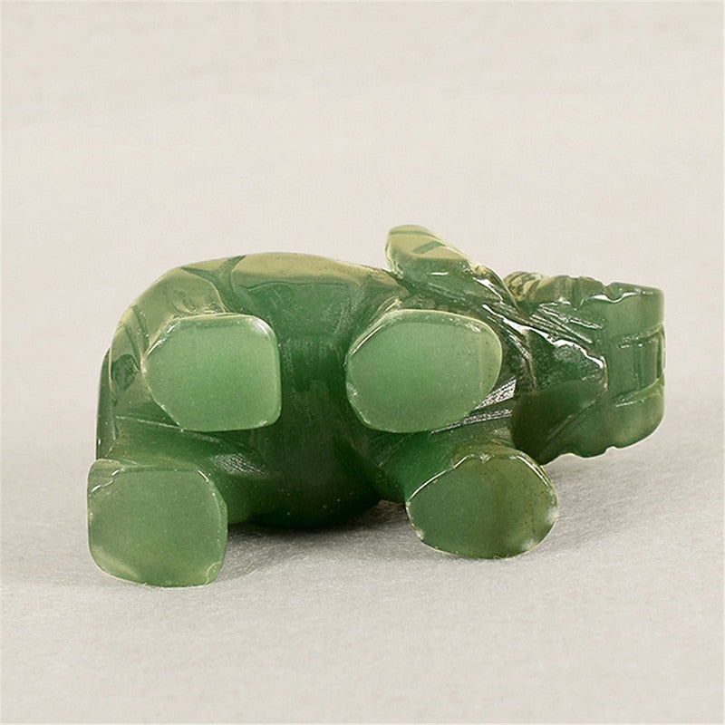 Lucky Elephant Carved from Green Aventurine