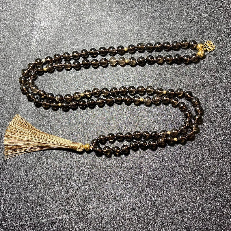 108 Bead Mala Handmade w/ Natural Smoky Quartz