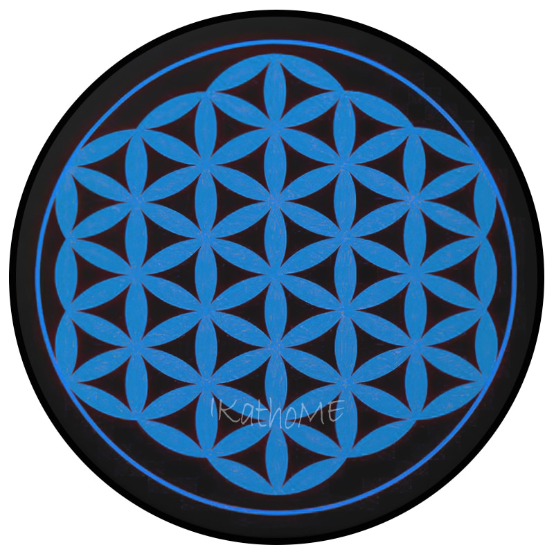 Flower Of Life w/ Starry Night Round Rug