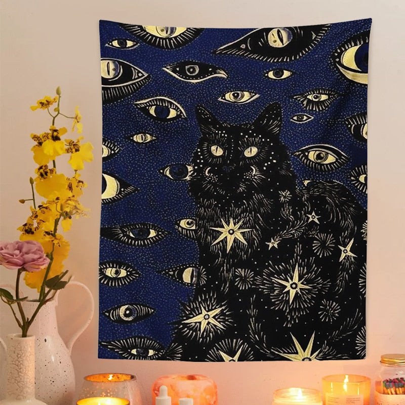 Cat Coven of the All-seeing Eye Tapestry