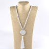 Semi Precious Stone Beaded Necklace w/ Tassel