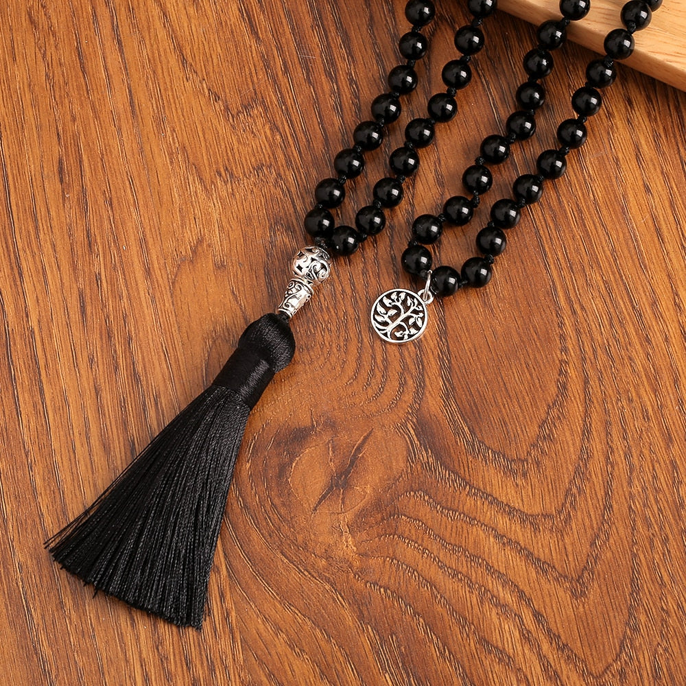 108 Bead Mala Handmade w/ Natural Black Onyx