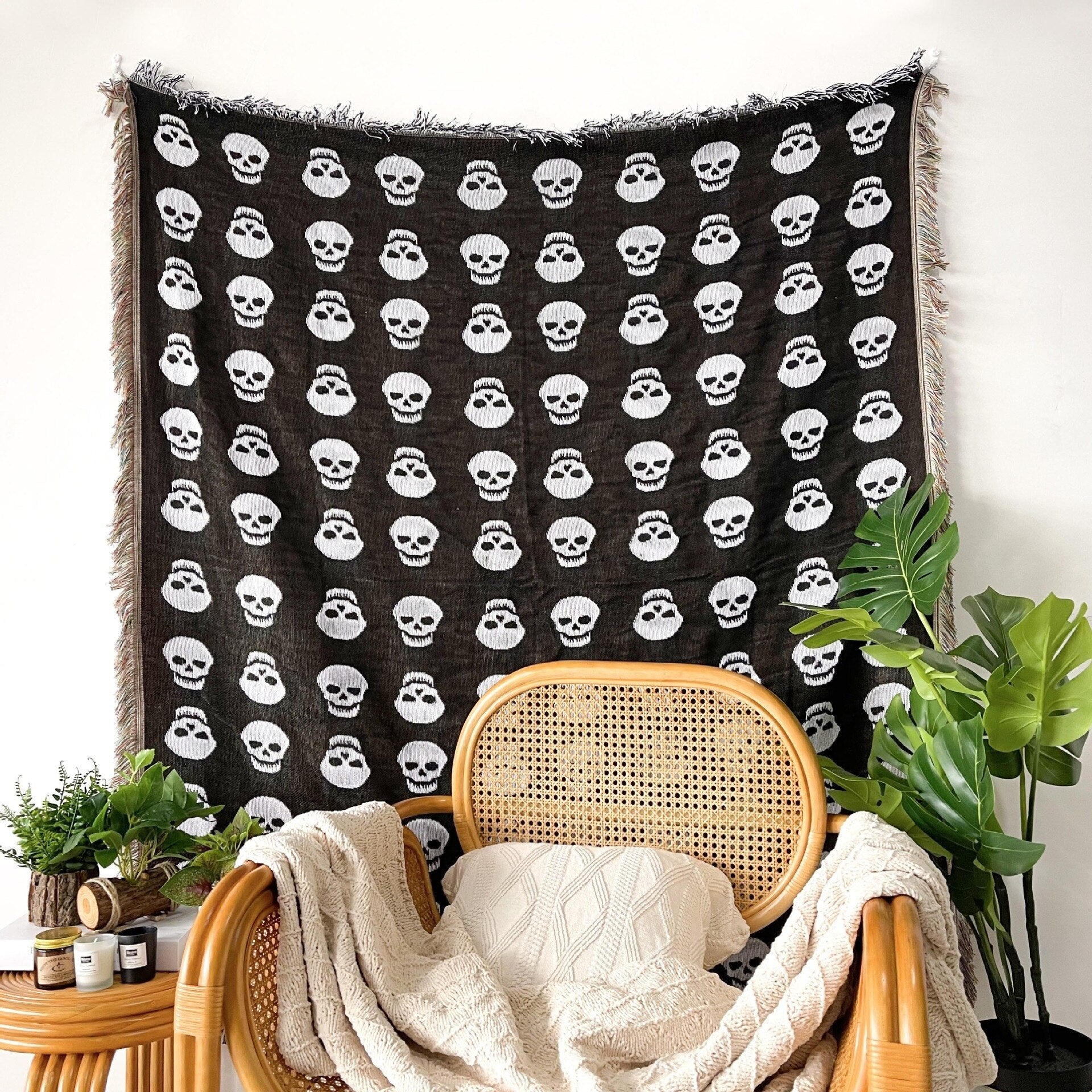 Throw Blanket & Tapestry Skulls on Skulls