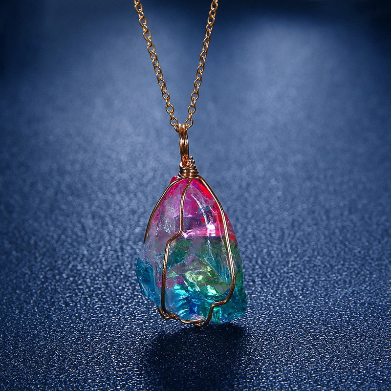 Chakra Rock - Natural Rainbow Crystal Pendant Necklace