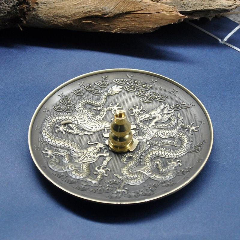 Dragon & Phoenix or 12 Zodiac Bronze Incense Tray