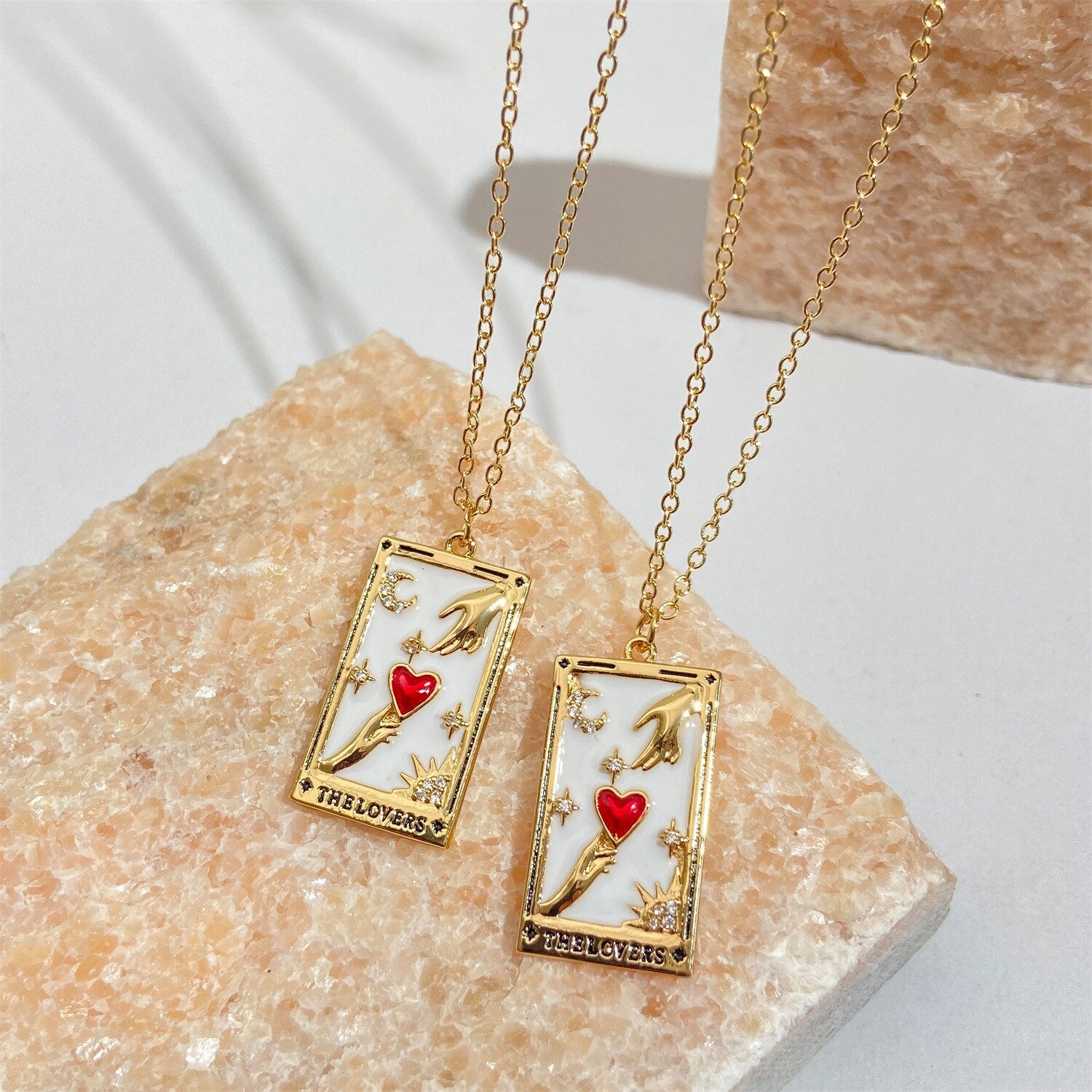 The Lovers Tarot Card Pendant Necklace