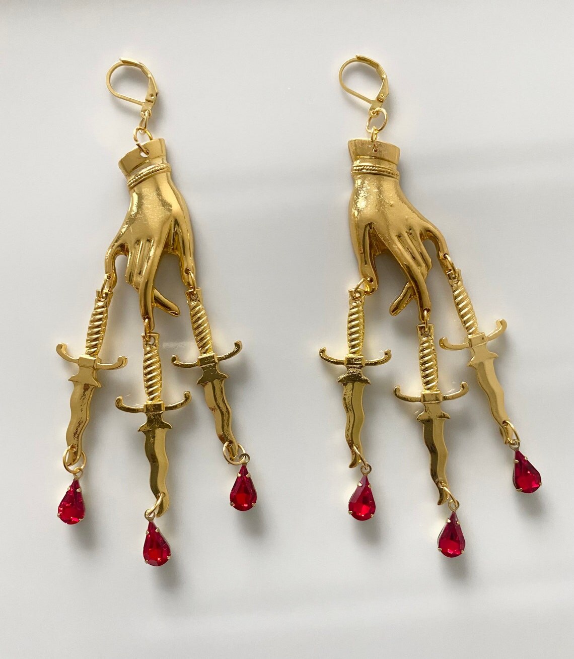 The Golden Hand & Dripping Dagger Earrings