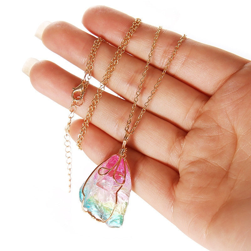 Chakra Rock - Natural Rainbow Crystal Pendant Necklace