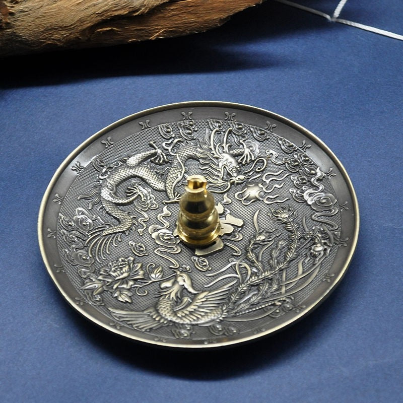 Dragon & Phoenix or 12 Zodiac Bronze Incense Tray