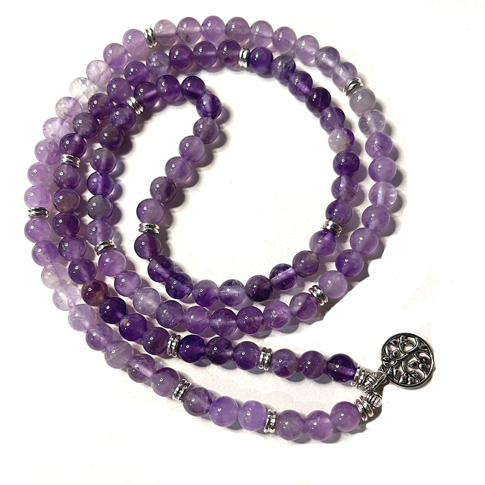 108 Bead Mala Handmade w/ Natural Amethyst