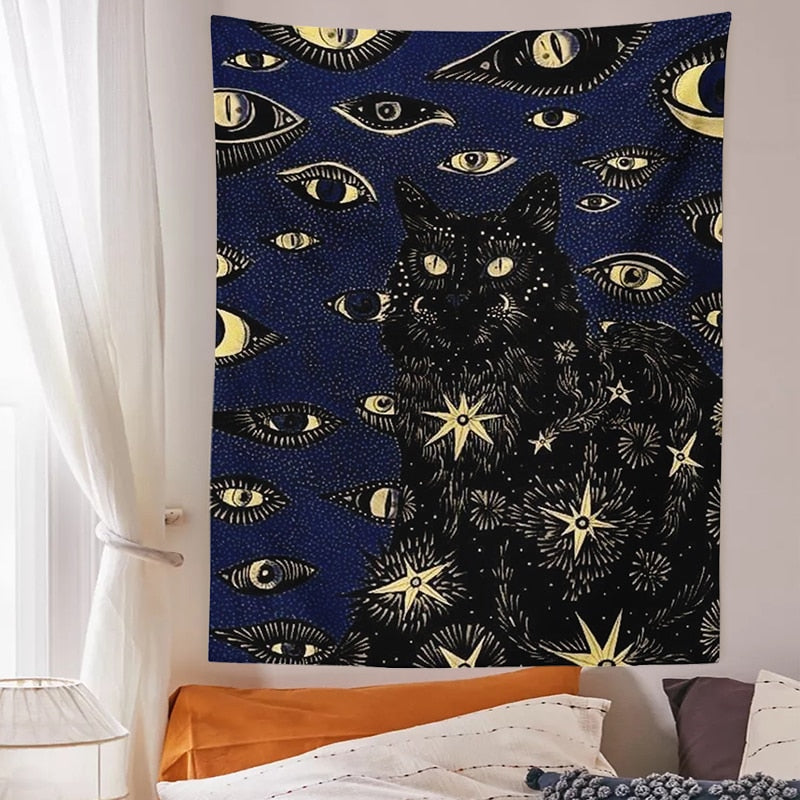 Cat Coven of the All-seeing Eye Tapestry