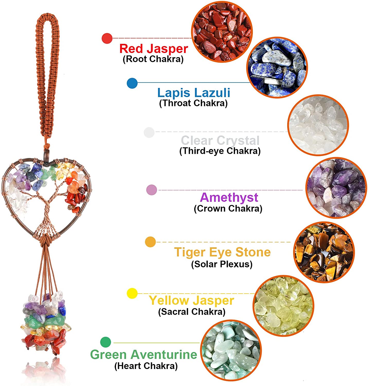 7 Chakra Gemstone for Car Mirror