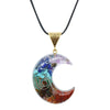 7 Chakras Crescent Moon Crystal Pendant Necklace