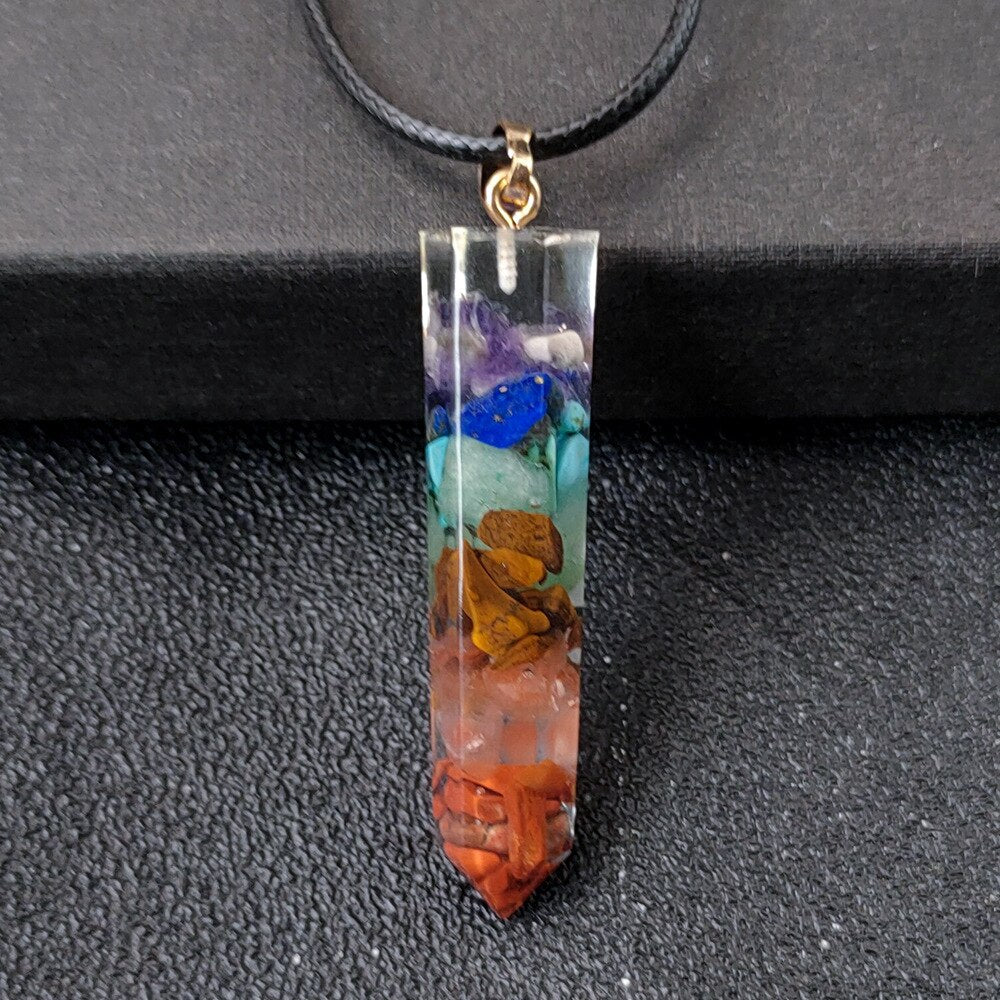 7 Chakra Hexagonal Orgone Pendant Necklace