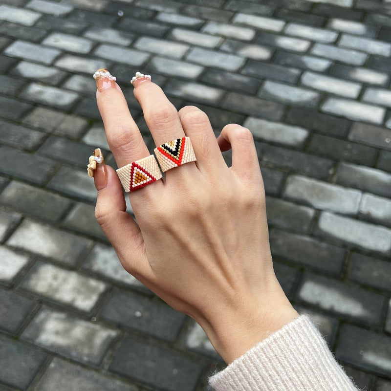 Handmade Geometric Beaded Rings