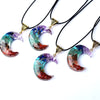 7 Chakras Crescent Moon Crystal Pendant Necklace