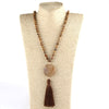 Semi Precious Stone Beaded Necklace w/ Tassel