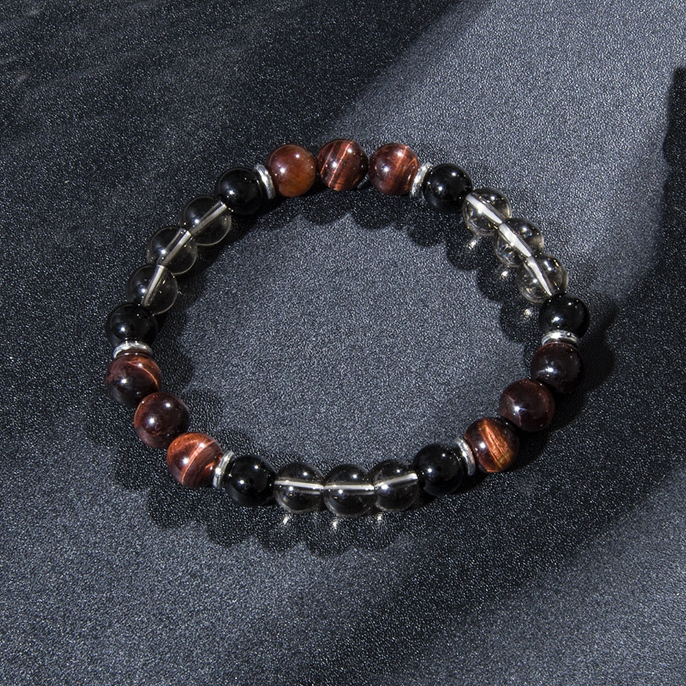 108 Bead Mala Handmade w/ Natural Red Tiger Eye & Black Onyx Stones