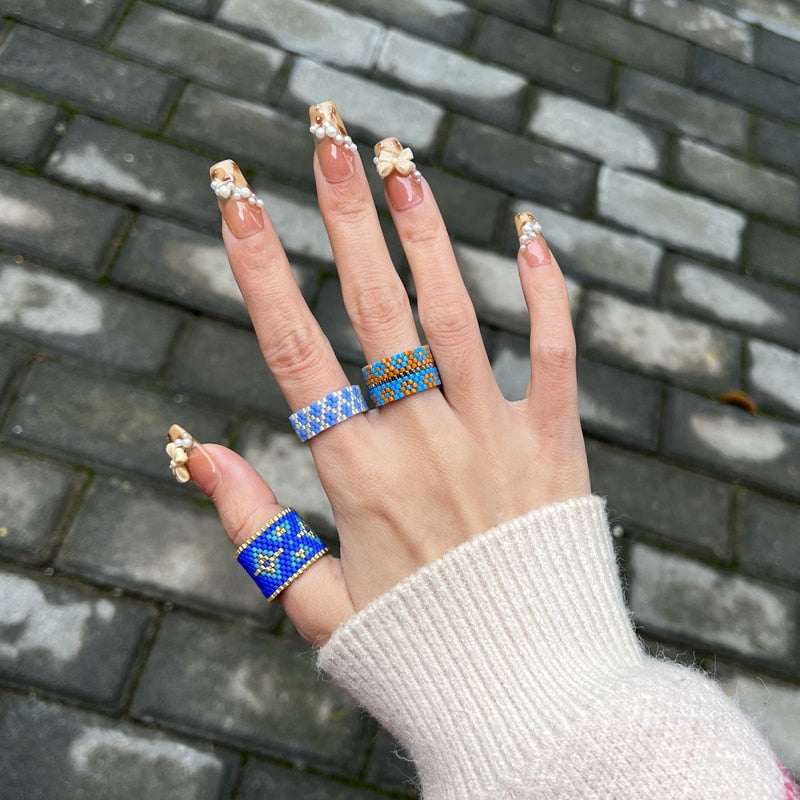 Handmade Geometric Beaded Rings