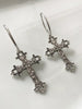 Large Antique Gothic Cross Hoop Earrings