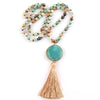 Semi Precious Stone Beaded Necklace w/ Tassel